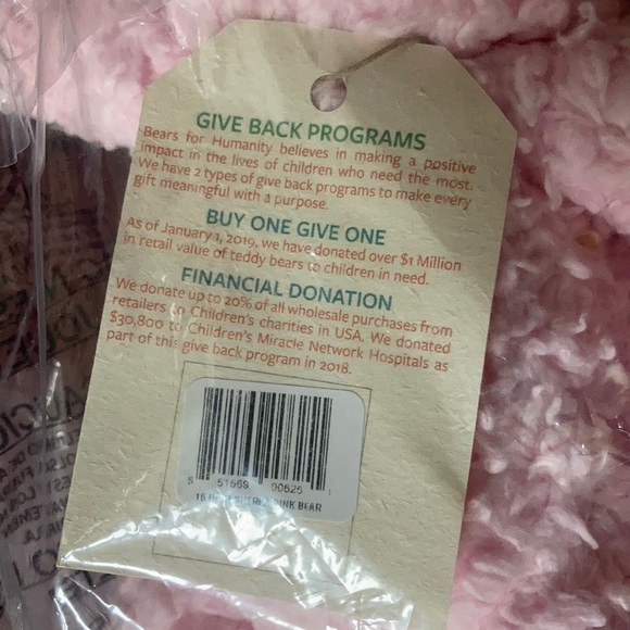 Bears For Humanity 16” Sherpa Pink Bear - Picture 6 of 7
